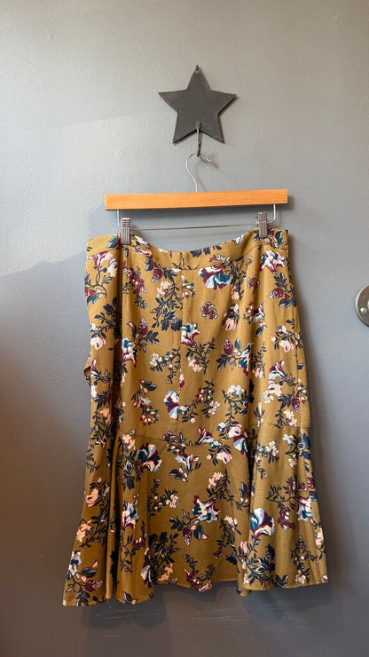 Floral Ruffle Midi Skirt