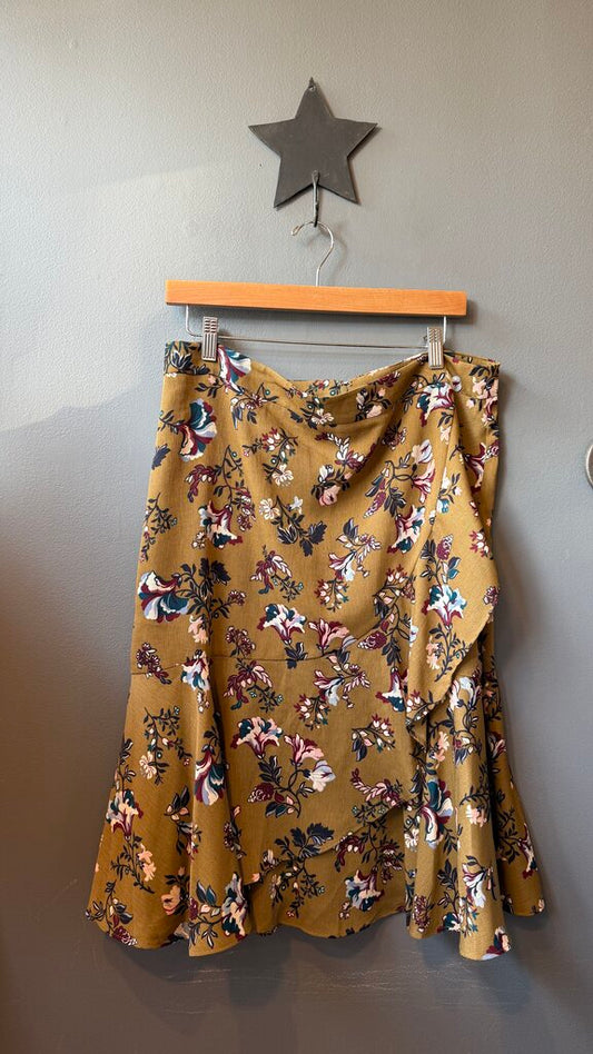 Floral Ruffle Midi Skirt