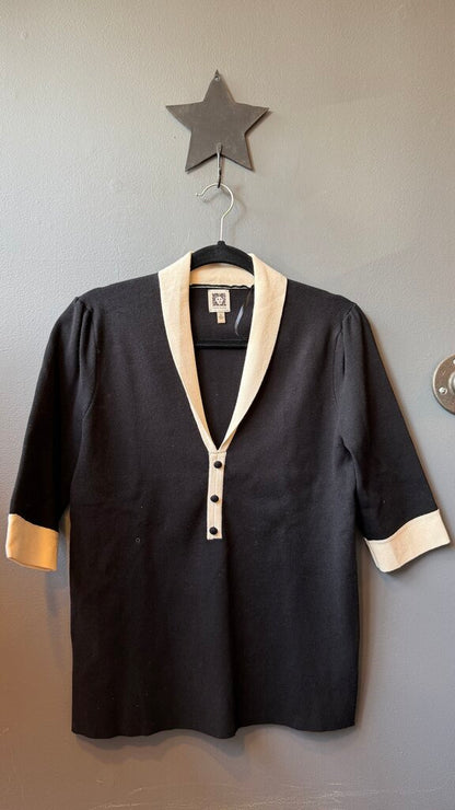 Shawl Collar Short Sleeve Knit Top