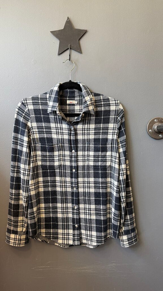 Thick Plaid Stretch Slub Button Up Shirt