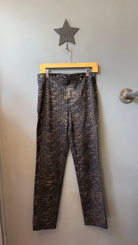 Metallic Floral Stretch Pants