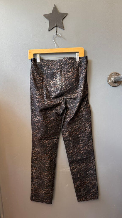 Metallic Floral Stretch Pants
