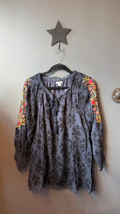 Embroidered Tassel Blouse