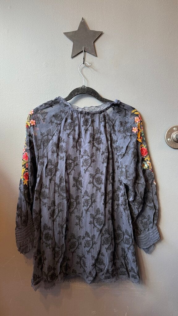 Embroidered Tassel Blouse