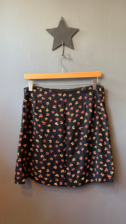 Floral Button Mini Skirt