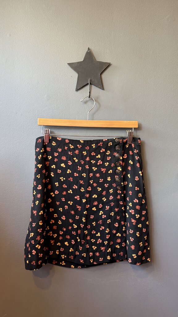 Floral Button Mini Skirt