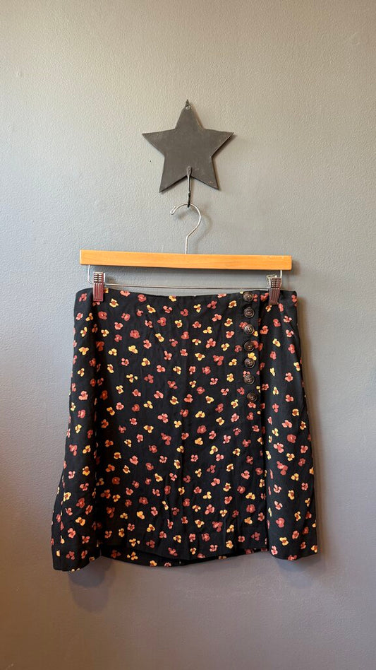 Floral Button Mini Skirt