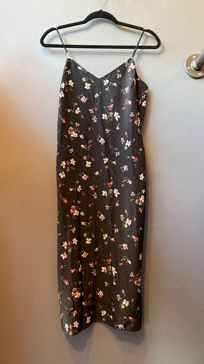 Silk Floral Slip Midi Dress