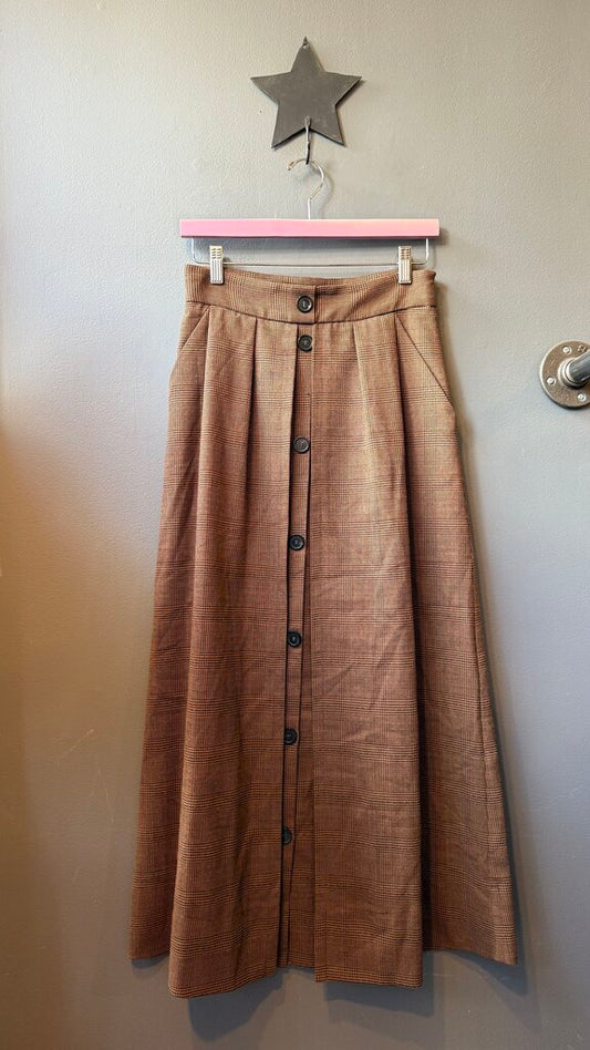Plaid Button Front Maxi Skirt