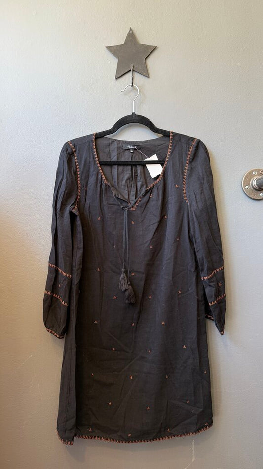 Embroidered Tassel Shift Dress