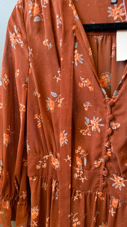 Sheer Floral Midi Dress