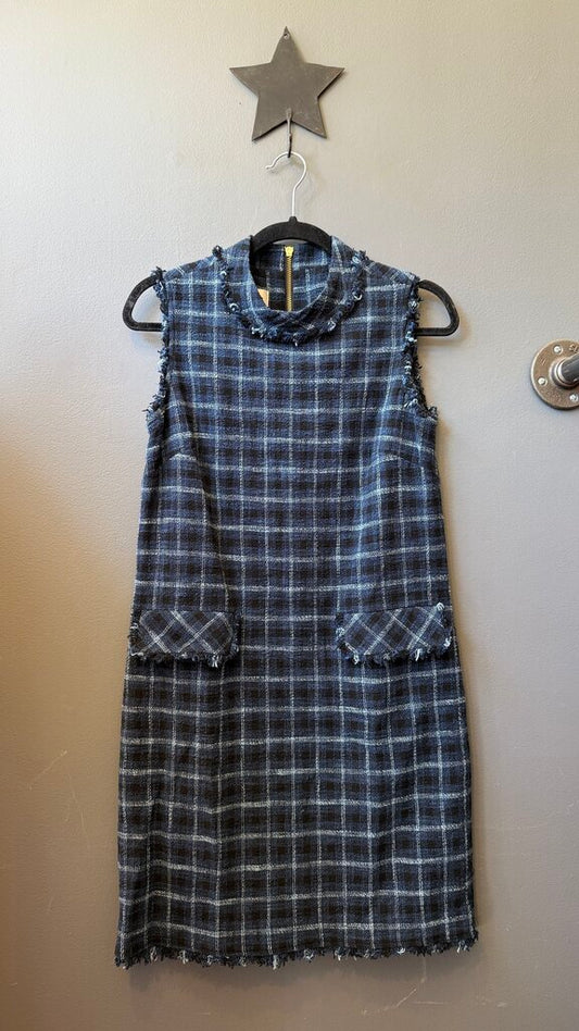 Tweed Plaid Pocket Shift Dress