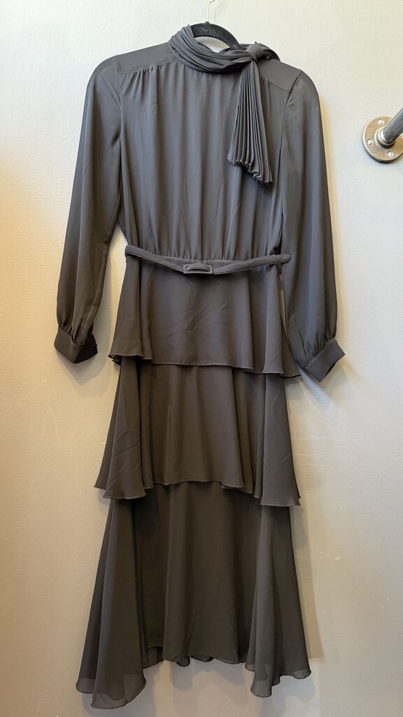 Tiered High Neck Midi Dress