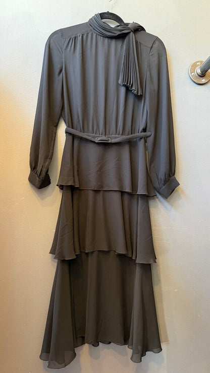 Tiered High Neck Midi Dress