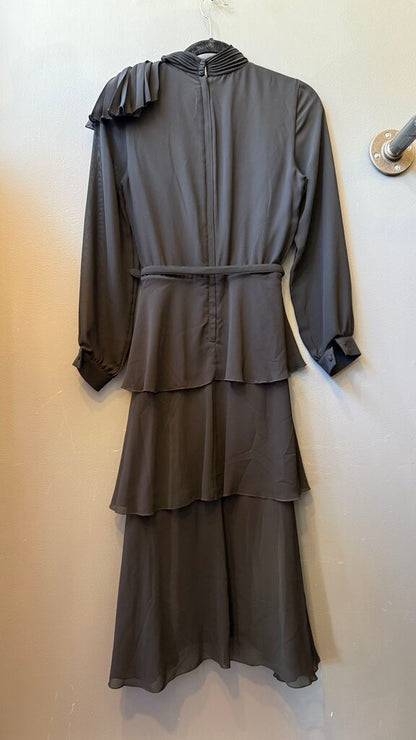 Tiered High Neck Midi Dress