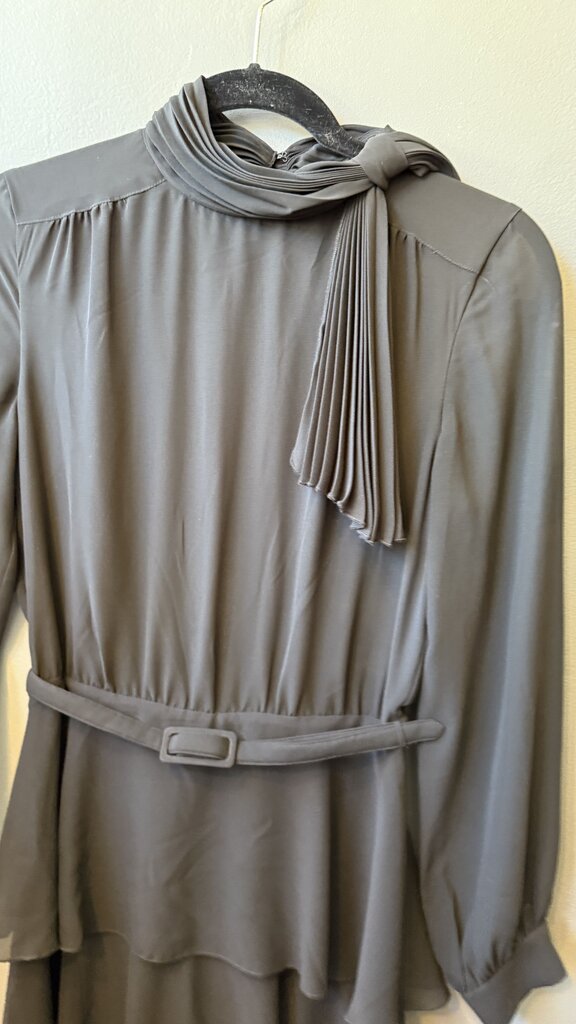 Tiered High Neck Midi Dress