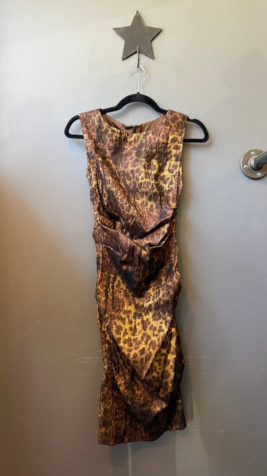 Ruched Leopard Sheath Dress