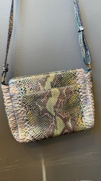 Shimmer Croc Embossed Crossbody Bag