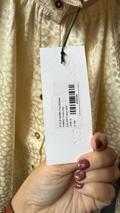 Satin Ruffle Leopard Frau Blouse