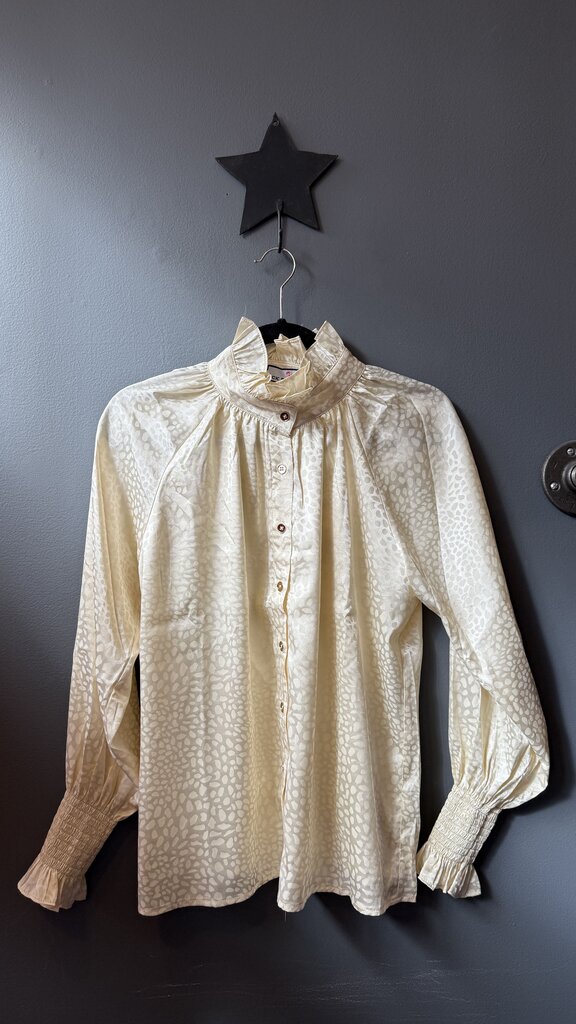 Satin Ruffle Leopard Frau Blouse