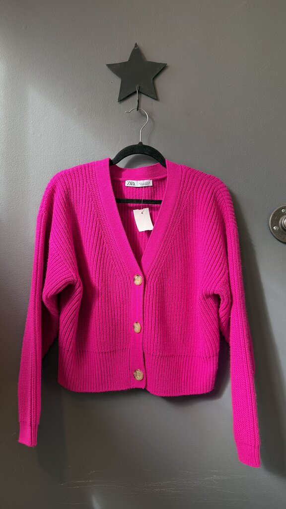 Ribbed Chunky Vneck Cardigan Sweater