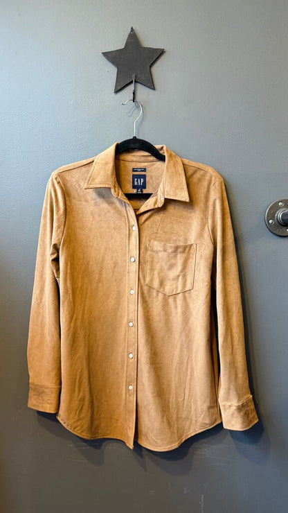 Faux Suede Button Up Shirt