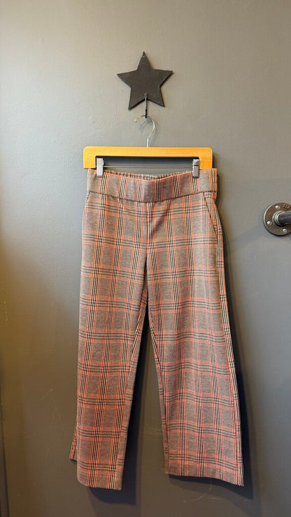 Plaid Pull On Crop Pants