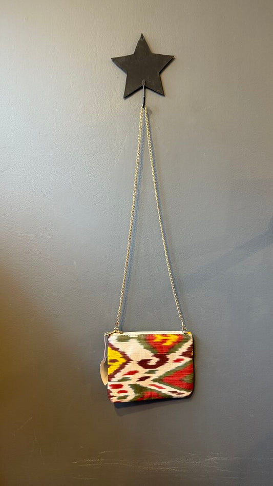 Ikat Fabric Chain Crossbody Bag
