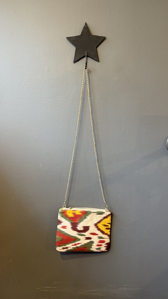 Ikat Fabric Chain Crossbody Bag