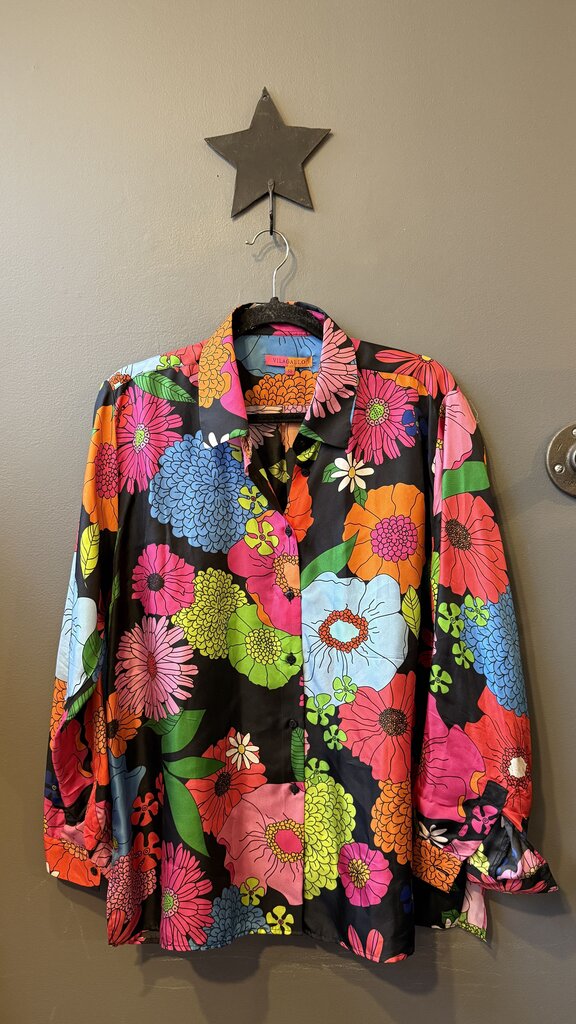Silk Floral Button Up Blouse