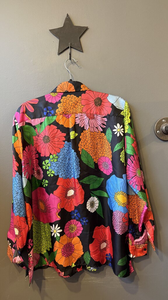 Silk Floral Button Up Blouse