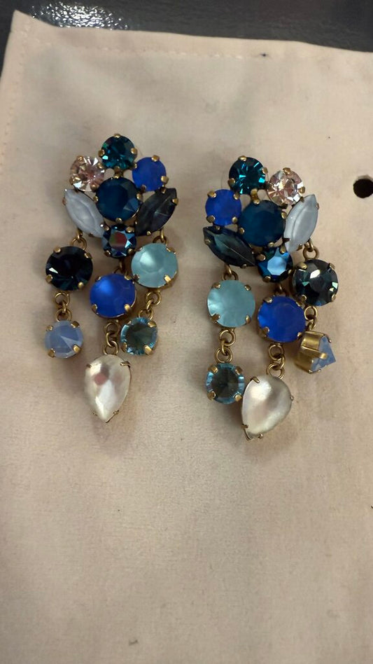 Gem Stone Dangle Stud Earrings