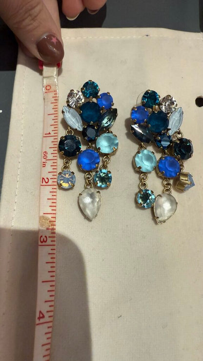 Gem Stone Dangle Stud Earrings