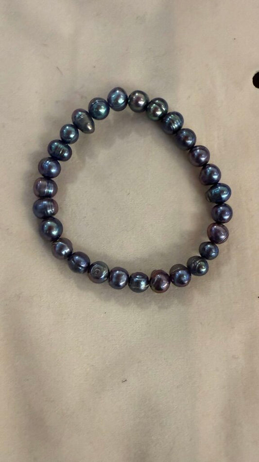 Freshwater Black Pearl Stretch Bracelet