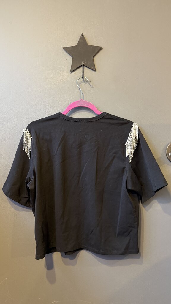 Rhinestone Fringe Sleeve TShirt