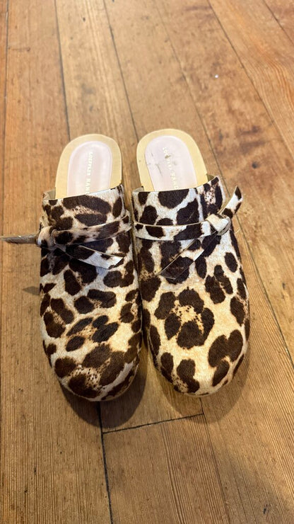 Leopard Pony Hair Clogs