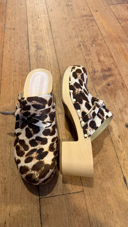 Leopard Pony Hair Clogs