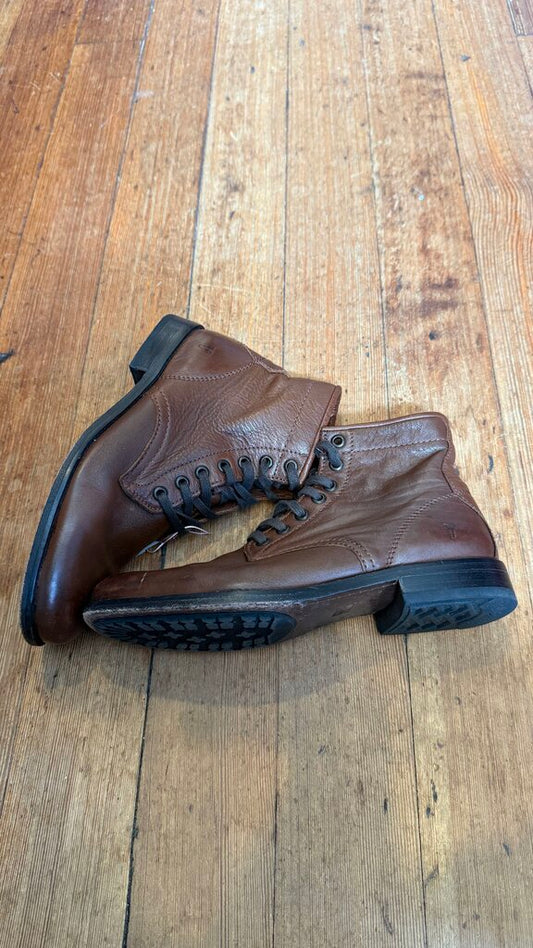 Lace Up Leather Booties