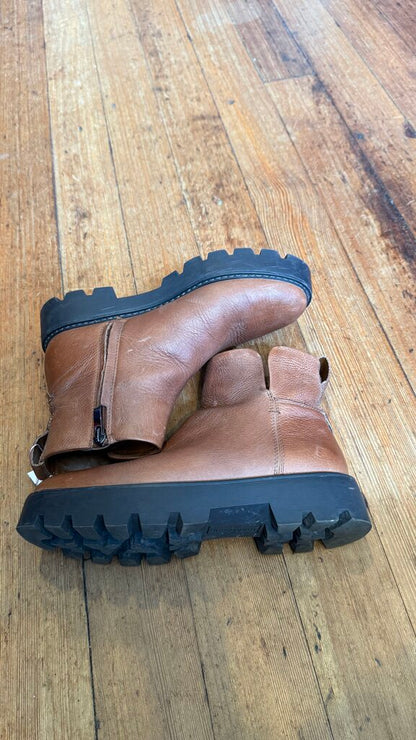 Leather Lug Sole Booties