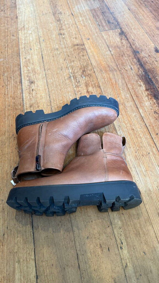 Leather Lug Sole Booties