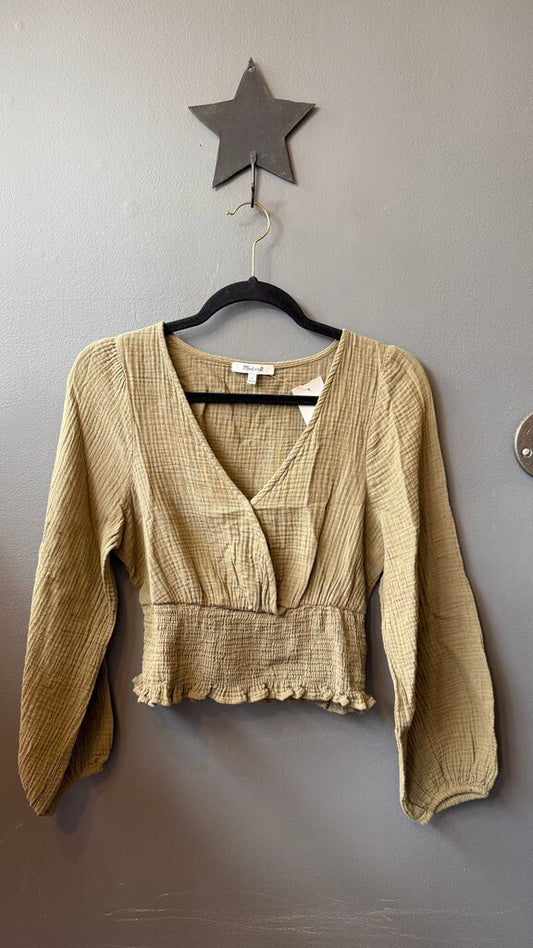 Gauze Surplice Smocked Top