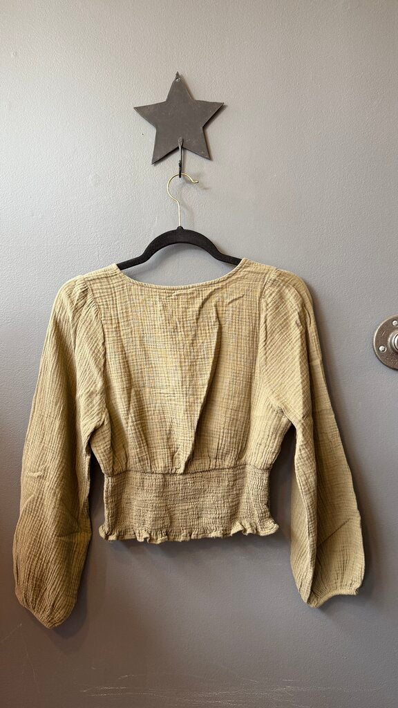 Gauze Surplice Smocked Top