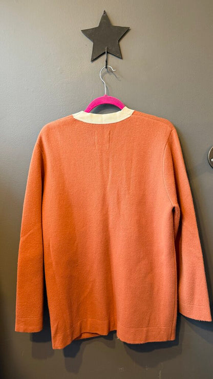 Vneck White Trim Cardigan Sweater