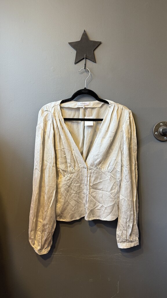 Crinkle Deep V Silk Blouse