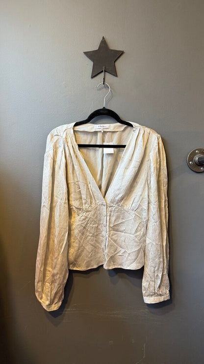 Crinkle Deep V Silk Blouse