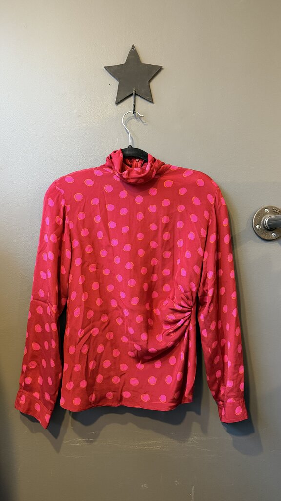 Polka Dot Turtleneck Blouse