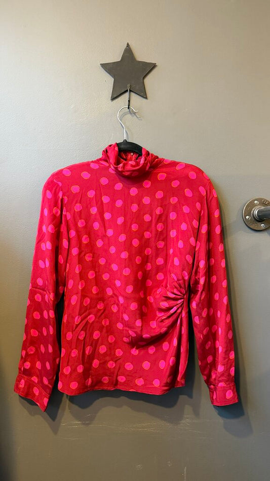 Polka Dot Turtleneck Blouse