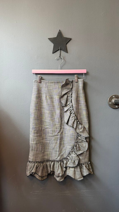 Ruffle Asymmetrical Pencil Skirt