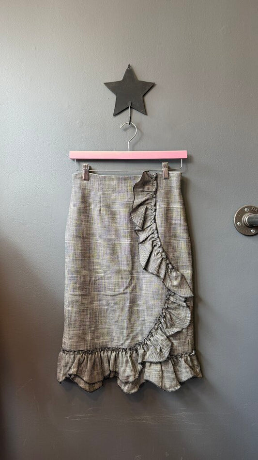 Ruffle Asymmetrical Pencil Skirt