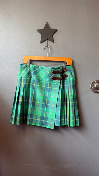 Plaid Pleated Mini Skirt